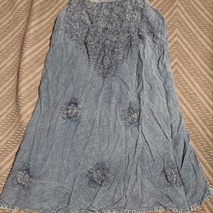 Whimsical Blue Embroidered Dress